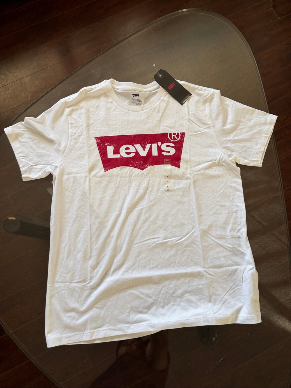 Levi's White Short Sleeve Tee with Red Logo